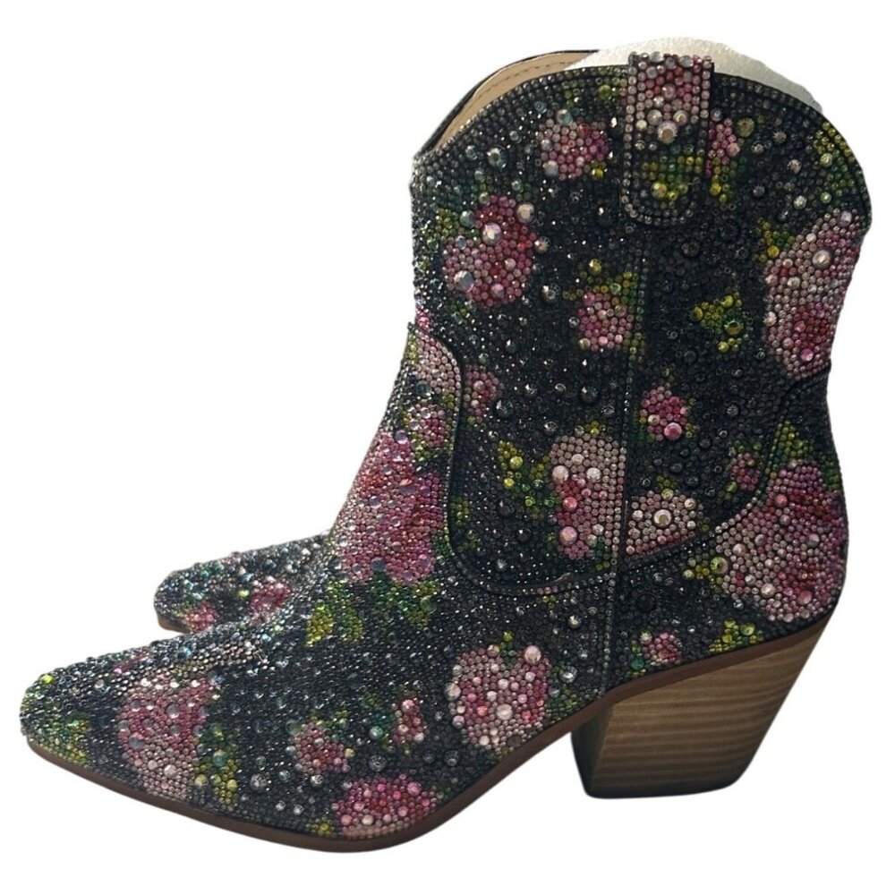 Betsey Johnson Diva Black Rhinestone Western Boots – Size 8 – Rare & Sold Out! - Picture 8 of 11